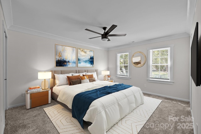 7219 Spring Morning Ln, Charlotte, NC 28227 - bedroom with carpet floors, crown molding, and a ceiling fan