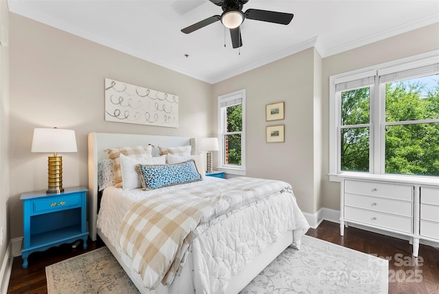 106 N Laurel Ave Unit 118, Charlotte, NC 28207 - bedroom featuring ornamental molding, wood finished floors, and ceiling fan