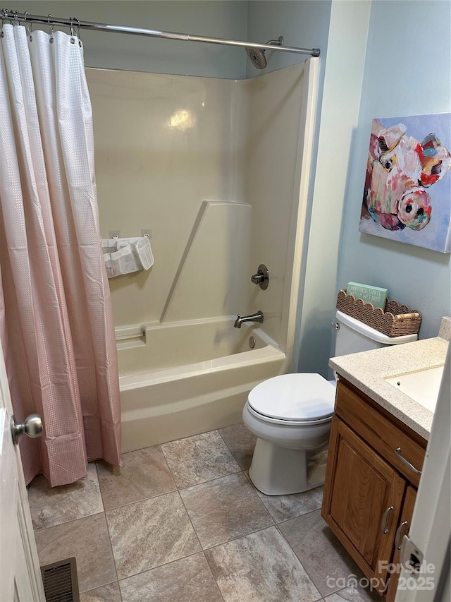 3210 Crow Row, Monroe, NC 28112 - full bathroom featuring vanity, shower / tub combo, and stone finish flooring