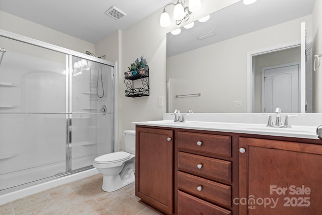 159 E Warfield Dr, Mooresville, NC 28115 - bathroom with double vanity, a stall shower, and tile patterned floors