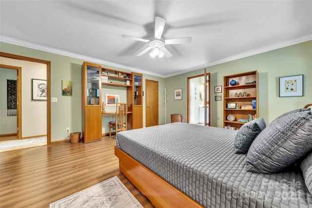 23 Indigo Way, Hendersonville, NC 28739 - bedroom featuring light wood finished floors, ornamental molding, and a ceiling fan