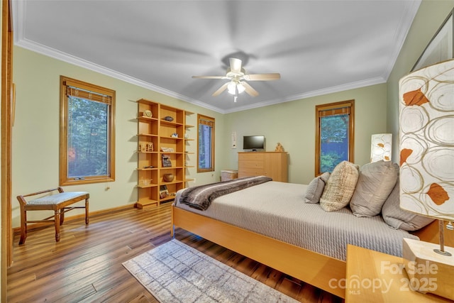 23 Indigo Way, Hendersonville, NC 28739 - bedroom featuring wood finished floors, crown molding, and a ceiling fan