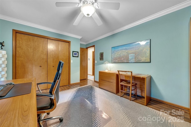 23 Indigo Way, Hendersonville, NC 28739 - unfurnished office featuring wood finished floors, crown molding, and a ceiling fan