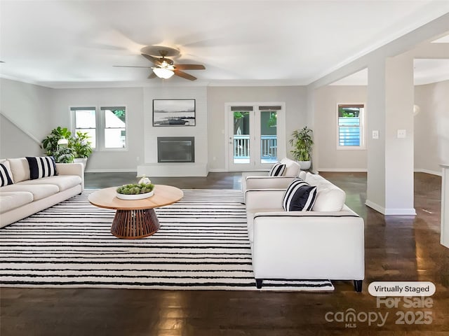 27 Quayside Ct, Clover, SC 29710 - living room with plenty of natural light, a ceiling fan, and a fireplace