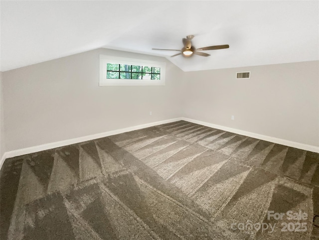 27 Quayside Ct, Clover, SC 29710 - bonus room featuring carpet flooring, lofted ceiling, and ceiling fan