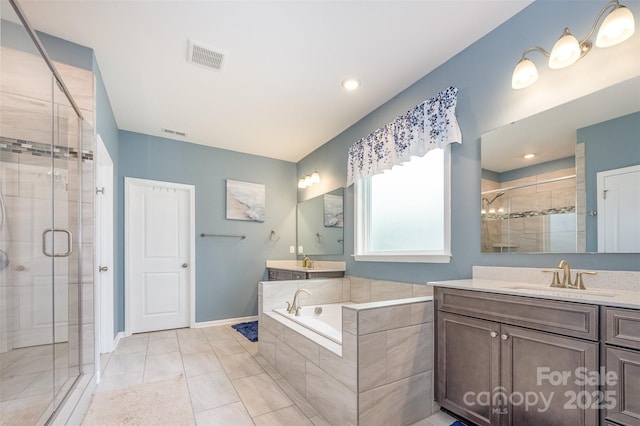 2960 Haley Cir, Davidson, NC 28036 - bathroom with a stall shower, vanity, and a garden tub