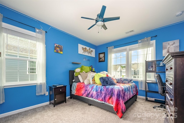 2960 Haley Cir, Davidson, NC 28036 - bedroom featuring carpet, an office area, and a ceiling fan