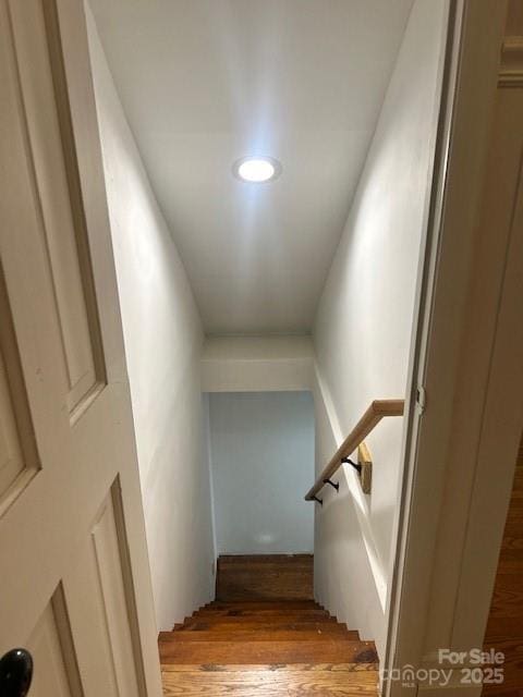 743 S College Ave, Newton, NC 28658 - staircase featuring wood finished floors