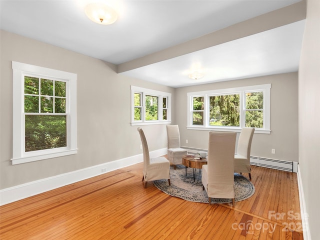 50 Skyland Ter, Canton, NC 28716 - unfurnished dining area with a baseboard heating unit and wood-type flooring