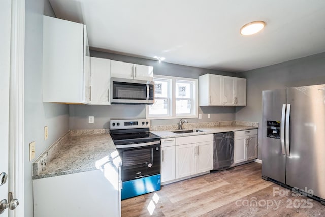 1229 Jenkins St, Rock Hill, SC 29732 - kitchen with appliances with stainless steel finishes, white cabinets, and light wood-style flooring