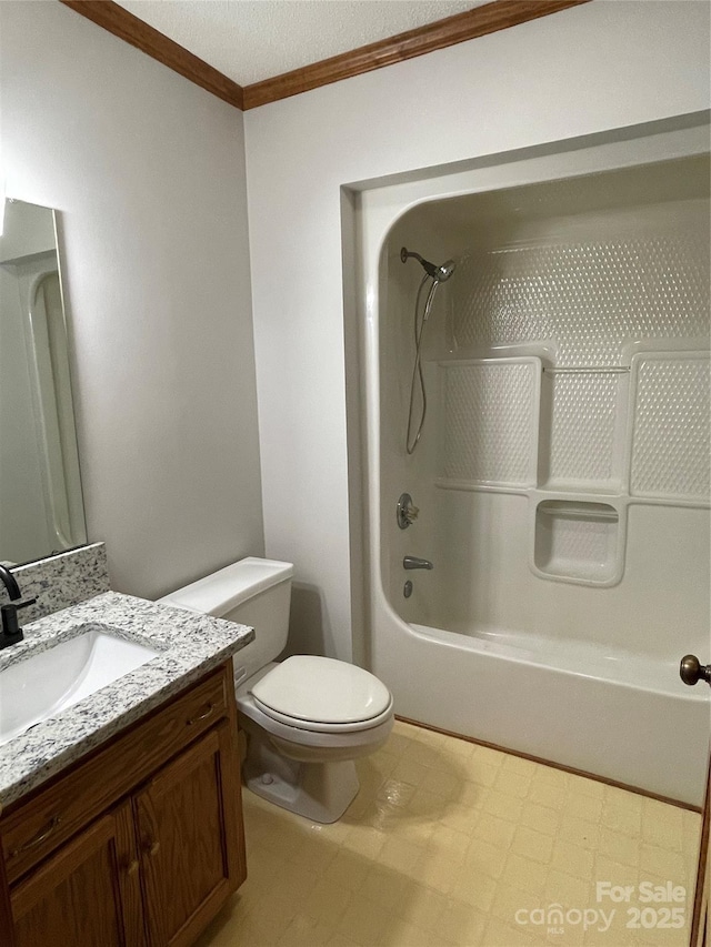 2515 Myra Ln, Lincolnton, NC 28092 - full bathroom with ornamental molding, tile patterned floors,  shower combination, and vanity