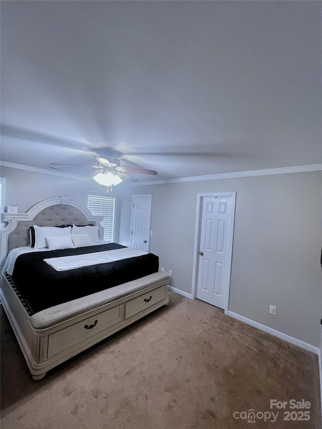 1114 Cason St Unit 6, Belmont, NC 28012 - carpeted bedroom featuring ornamental molding and ceiling fan