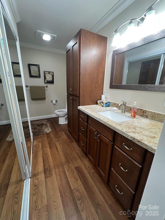 5550 Hillsdale St, Fort Lawn, SC 29714 - bathroom featuring crown molding, vanity, and wood finished floors