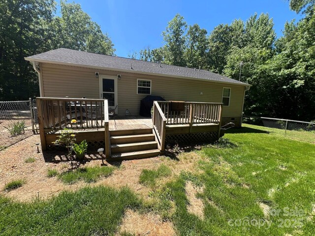5550 Hillsdale St, Fort Lawn, SC 29714 - rear view of house featuring a fenced backyard and a wooden deck