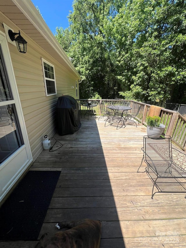 5550 Hillsdale St, Fort Lawn, SC 29714 - wooden terrace with outdoor dining space and a grill