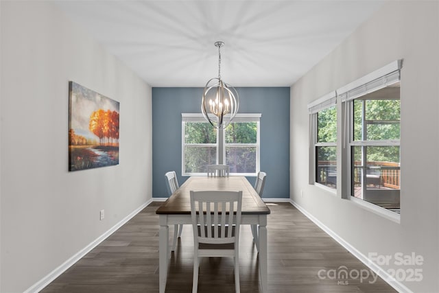 18568 Mainsail Ct, Lancaster, SC 29720 - dining area with a chandelier and dark wood-style flooring