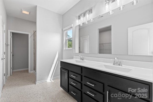 18568 Mainsail Ct, Lancaster, SC 29720 - bathroom with double vanity and a shower stall