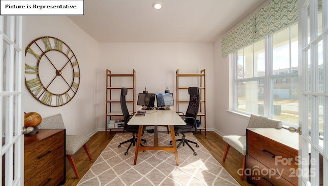 119 Rustling Waters Dr, Mooresville, NC 28117 - home office featuring light wood-style floors and baseboards