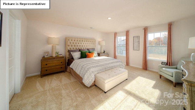119 Rustling Waters Dr, Mooresville, NC 28117 - bedroom featuring light carpet and recessed lighting