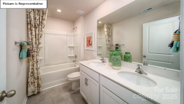 119 Rustling Waters Dr, Mooresville, NC 28117 - full bathroom featuring double vanity, shower / bath combo with shower curtain, and recessed lighting
