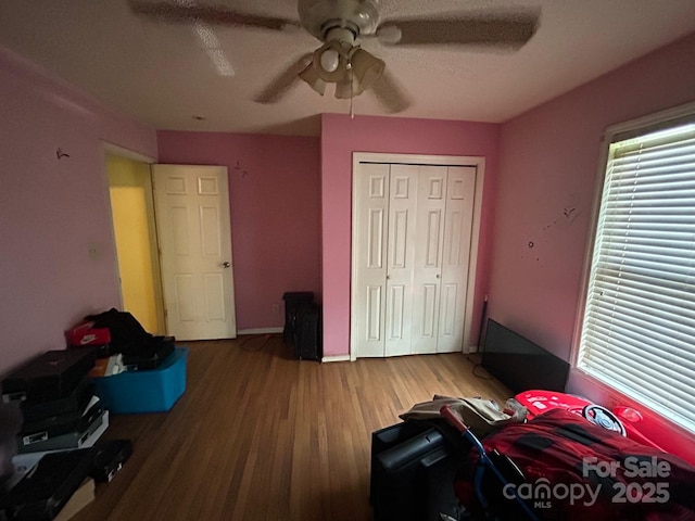 407 Alton St, Monroe, NC 28110 - unfurnished bedroom with light wood-type flooring, a closet, and ceiling fan