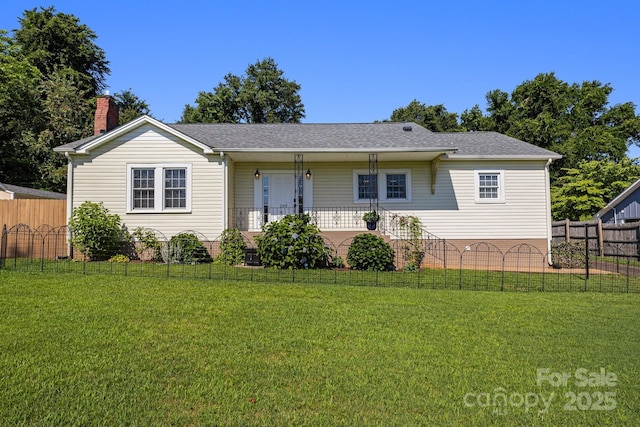 268 Oakland Rd, Spindale, NC 28160 - ranch-style house with a porch, roof with shingles, and a fenced backyard