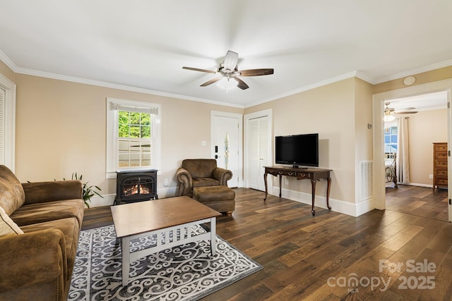 268 Oakland Rd, Spindale, NC 28160 - living area with ceiling fan, wood finished floors, and crown molding