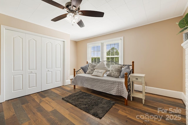 268 Oakland Rd, Spindale, NC 28160 - bedroom featuring a closet, dark wood-style floors, and ceiling fan