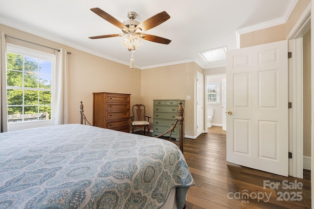 268 Oakland Rd, Spindale, NC 28160 - bedroom featuring dark wood-style floors, crown molding, and a ceiling fan