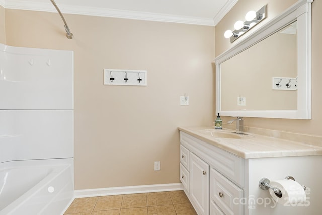 268 Oakland Rd, Spindale, NC 28160 - bathroom featuring ornamental molding, vanity, tile patterned flooring, and shower / bathtub combination