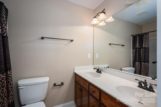 110 Leeper Ave, Belmont, NC 28012 - bathroom featuring double vanity and a shower with curtain