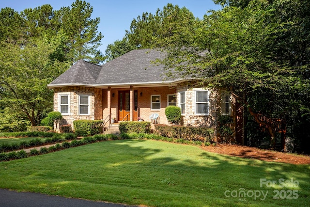 3595 Lake Bluff Dr, Sherrills Ford, NC 28673 - view of front of house with stone siding and a front yard