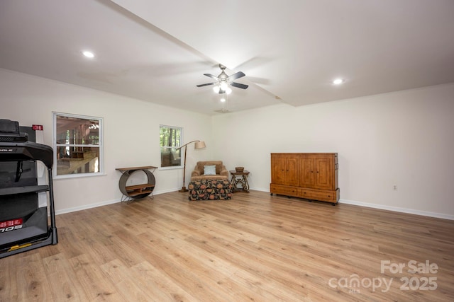 3595 Lake Bluff Dr, Sherrills Ford, NC 28673 - sitting room featuring light wood finished floors, a ceiling fan, and recessed lighting
