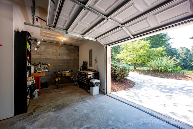 3595 Lake Bluff Dr, Sherrills Ford, NC 28673 - garage featuring concrete block wall and a workshop area