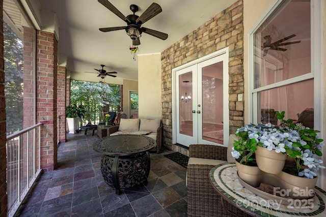3595 Lake Bluff Dr, Sherrills Ford, NC 28673 - view of patio / terrace featuring french doors and ceiling fan