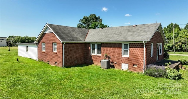 820 Suncrest Orchard Rd, North Wilkesboro, NC 28659 - back of property featuring crawl space, a shingled roof, brick siding, and a lawn
