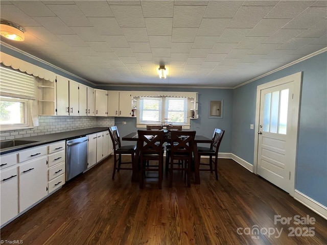820 Suncrest Orchard Rd, North Wilkesboro, NC 28659 - dining room featuring ornamental molding and dark wood finished floors