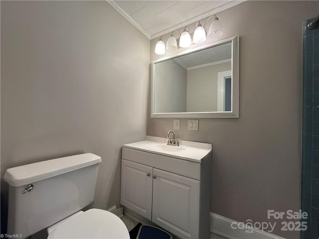 820 Suncrest Orchard Rd, North Wilkesboro, NC 28659 - bathroom featuring crown molding and vanity