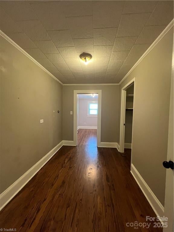 820 Suncrest Orchard Rd, North Wilkesboro, NC 28659 - hallway featuring crown molding and dark wood-style flooring