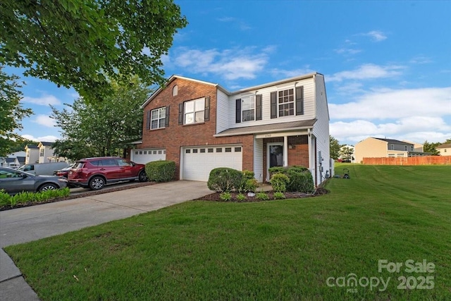 6340 Ziegler Ln Unit 148-A, Charlotte, NC 28269 - traditional-style house with brick siding, a garage, a front lawn, and driveway