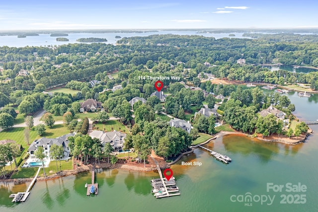 114 Thurstons Way, Mooresville, NC 28117 - aerial view of property and surrounding area featuring a large body of water