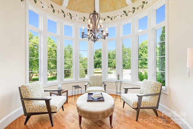 114 Thurstons Way, Mooresville, NC 28117 - sunroom with a chandelier and wood finished floors