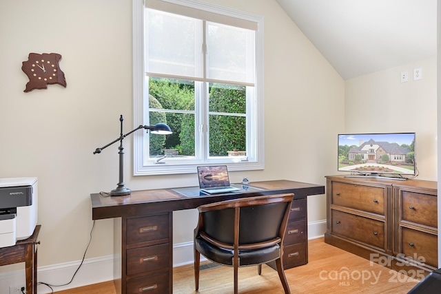 114 Thurstons Way, Mooresville, NC 28117 - home office featuring light wood finished floors and vaulted ceiling