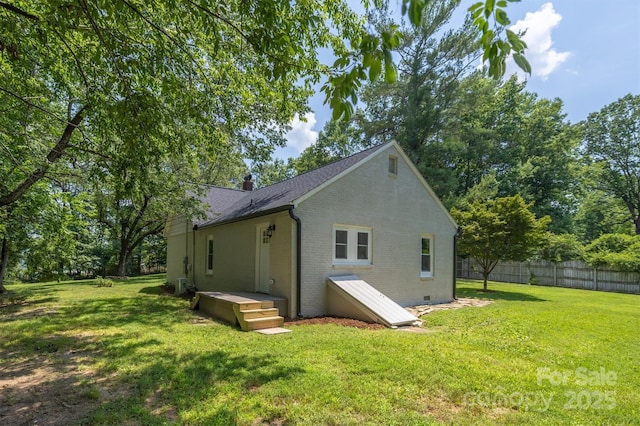 835 Vine Arden Rd, Morganton, NC 28655 - rear view of property with brick siding, crawl space, a chimney, and roof with shingles