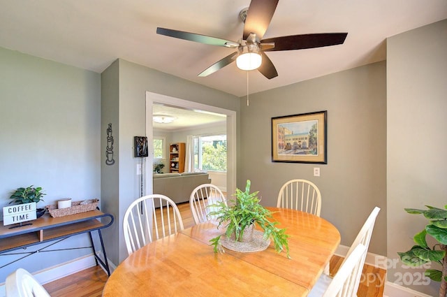 207 Buncombe St, Hendersonville, NC 28739 - dining area with wood finished floors and ceiling fan