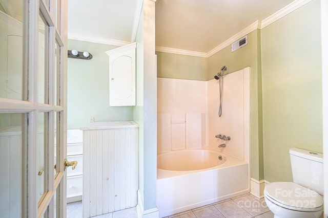 1010 College Ave SW, Lenoir, NC 28645 - bathroom with crown molding, tile patterned flooring, and shower / tub combination