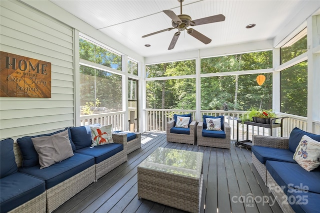 6800 Augustine Way, Charlotte, NC 28270 - sunroom / solarium with an outdoor living space and a ceiling fan