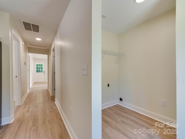 2414 Lane St, Kannapolis, NC 28083 - hall with light wood-type flooring and attic access