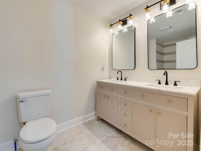 2414 Lane St, Kannapolis, NC 28083 - full bath featuring marble look tile flooring and double vanity