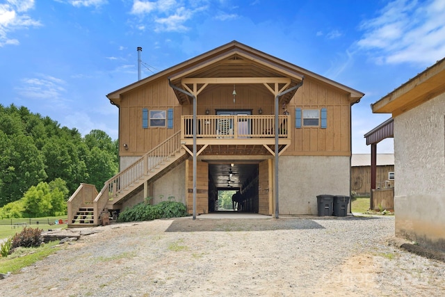 442 Blantyre Church Rd, Horse Shoe, NC 28742 - back of property with stairs